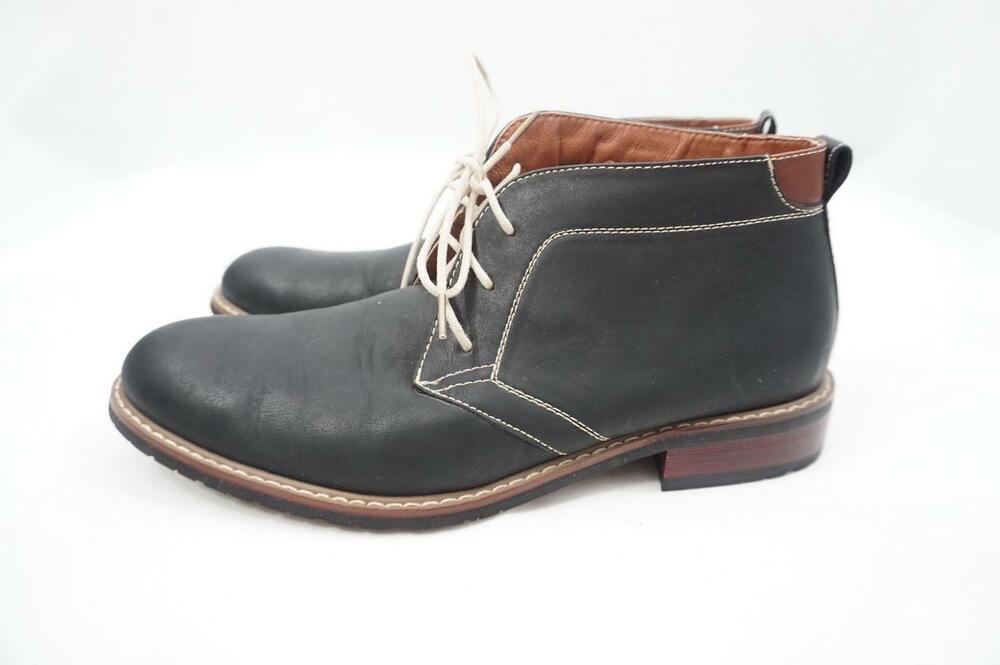 FERRO ALDO BLAINE USED MEN 9.5 DARK BLUE LEATHER ANKLE/DESERT BOOTS/CHUKKA